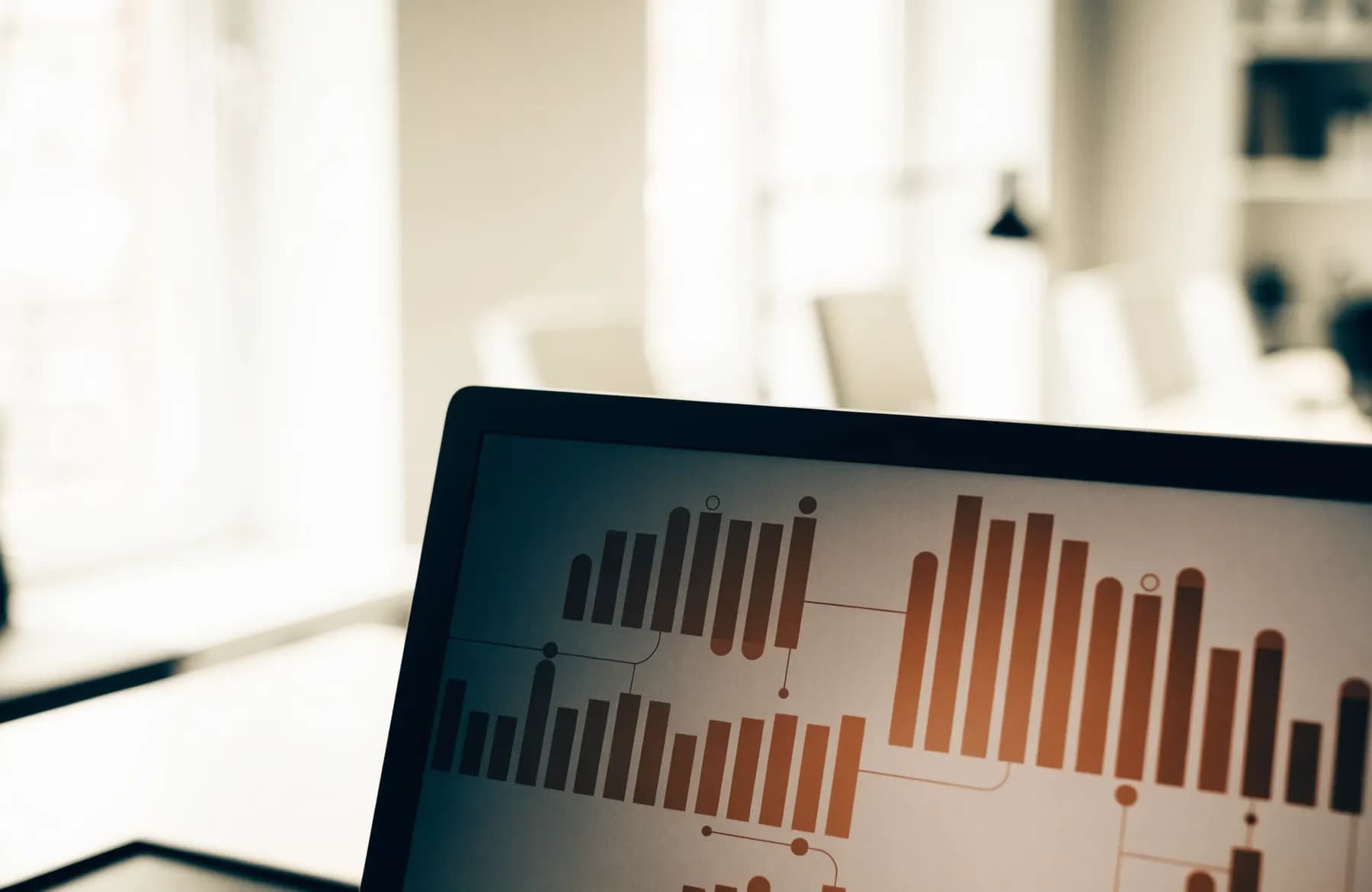 A widescreen monitor displaying an operations analytics dashboard